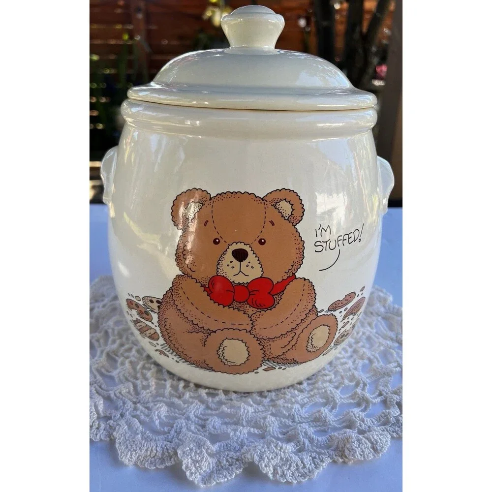 1985 CHD Classic I'm Stuffed Cookie Jar With Bear Vintage Pre Owned